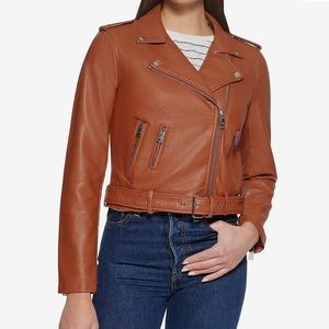 NWT! Levi's Faux Leather Fashion Moto Camel XL Brown Tan